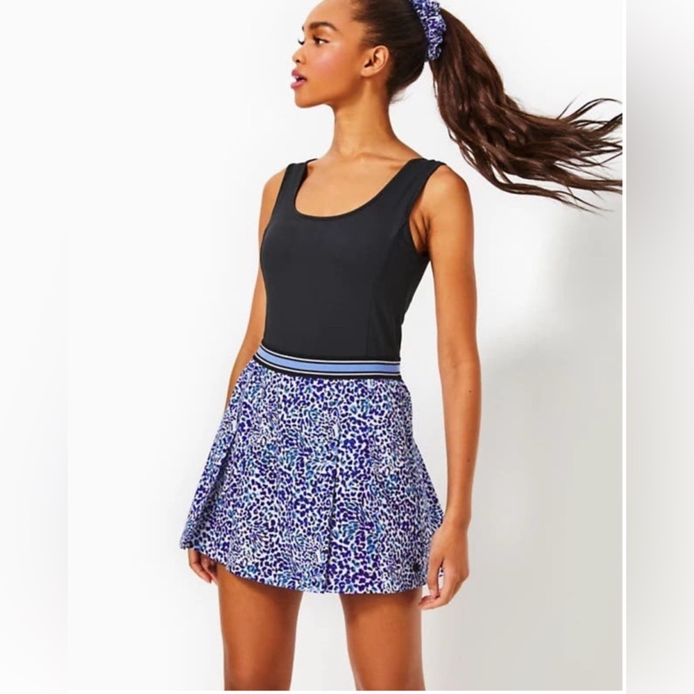 Lilly Pulitzer Luxletic Blue and Black Tennis Dress Romper- NWT